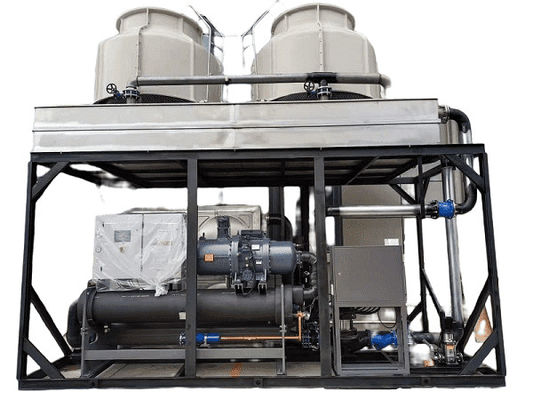 kopen 100 pk watergekoelde schroeftype lage temperatuur koeler met dubbele Hanbell compressoren voor spuitgietmachine online manufacture