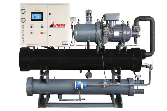 kopen 100 pk watergekoelde laagtemperatuur schroeftype koeler bij ethyleenglycol Uitgang -30°C Gebruik voor drankfabriek online manufacture