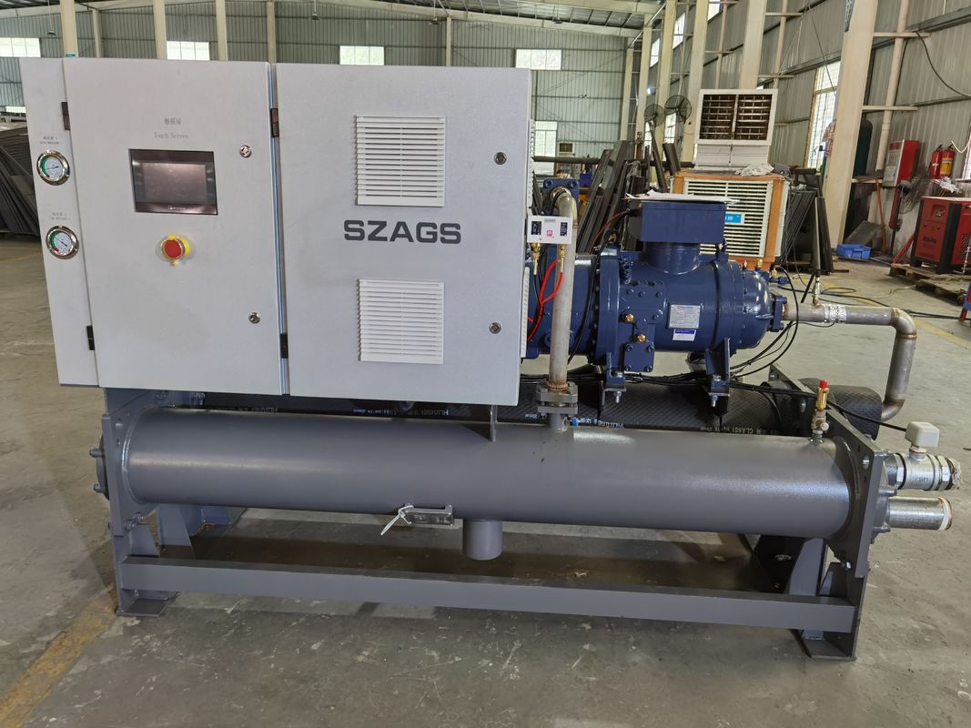100 pk watergekoelde schroeftype koeler met Hanbell-compressor Gebruik voor het koelen van mengtanks