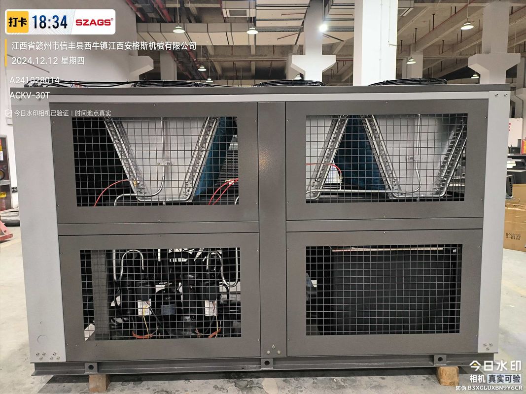 30HP Luchtgekoelde Scroll Inverter Koelmachine voor Kunststof Spuitgieten en Voedselverwerking R134a Koelmiddel