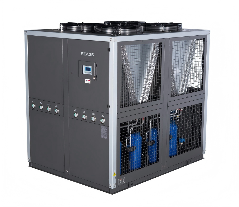 40RT Luchtgekoelde industriële glycolkoelmachine Energiezuinige rolkoelmachine met 4 compressoren voor extrusie-machines